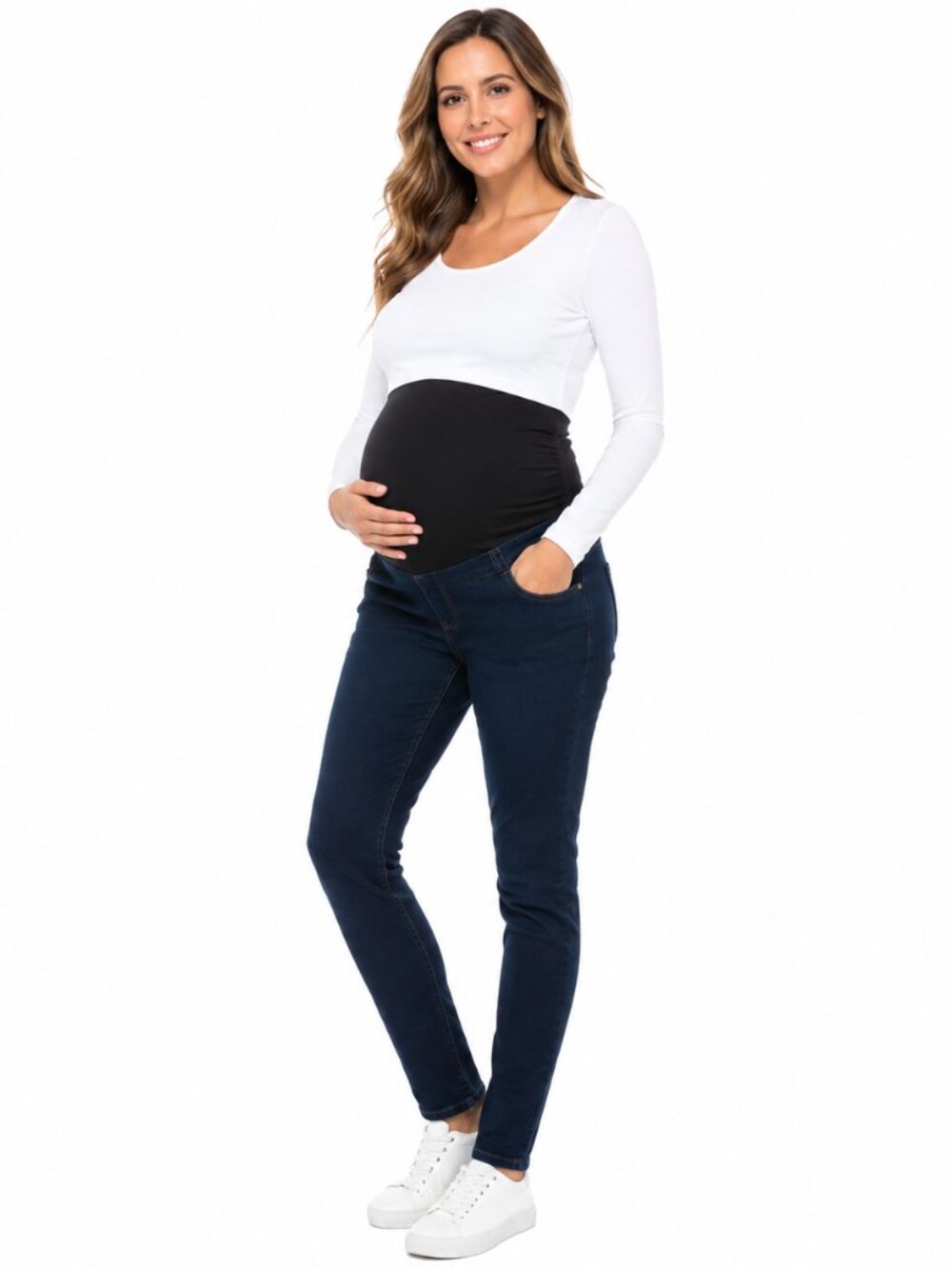 2/$30 Isabel Maternity Dark Skinny Jeggings Jeans Full Belly Panel Stretch Sz 10